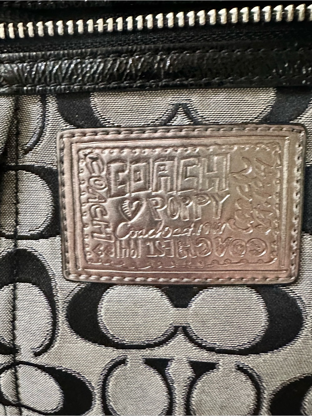 Coach Black and Silver Signature Crossbody Bag - Picture 2 of 14